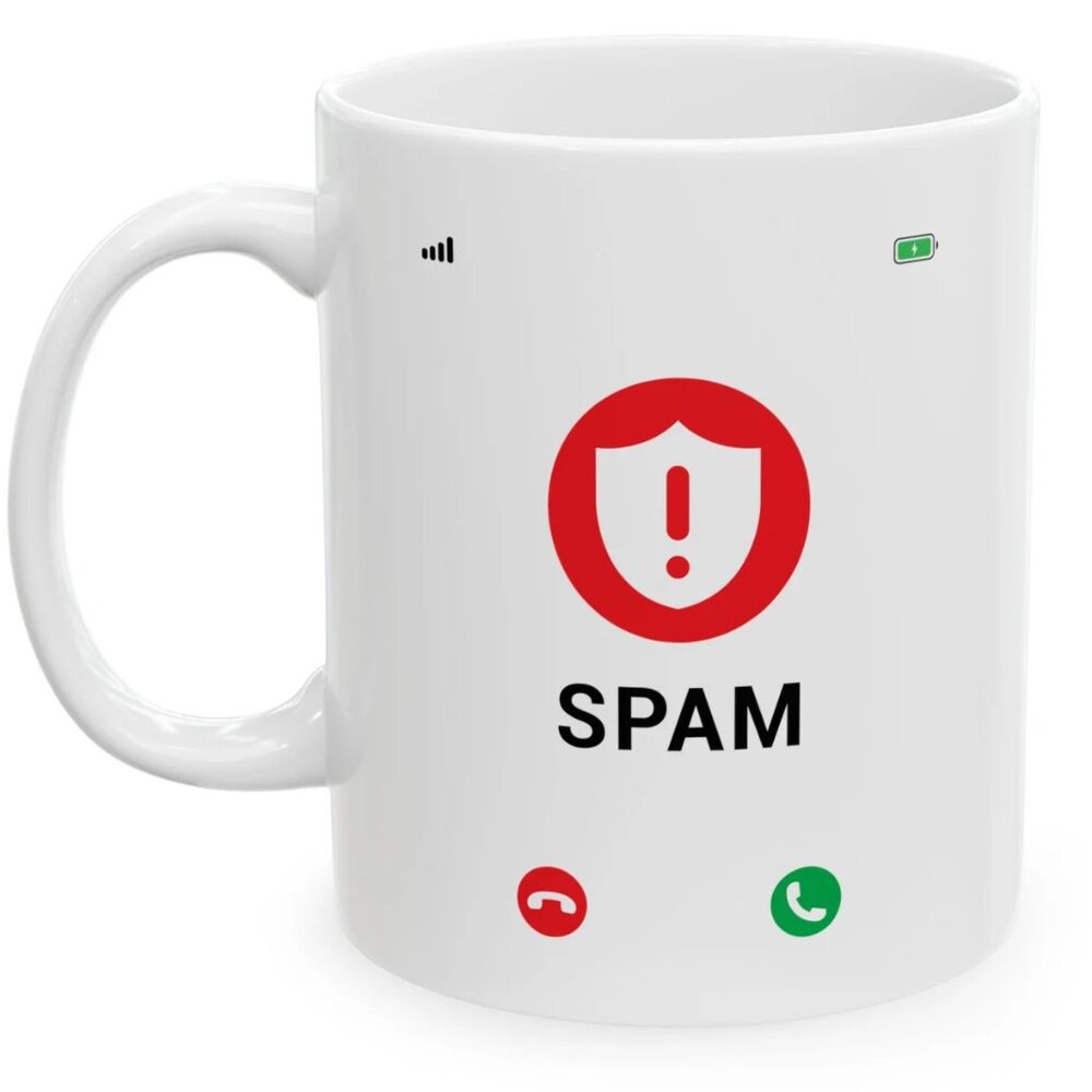Spam Call Coffee Mug – Funny Anti-Robocall Morning Cup 91